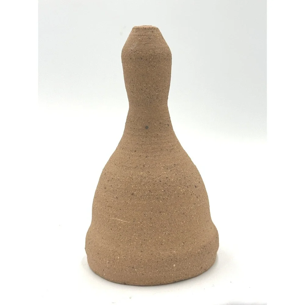 Pottery Bell Unique Small Brown Speckled Textured Stoneware Decor One of a Kind